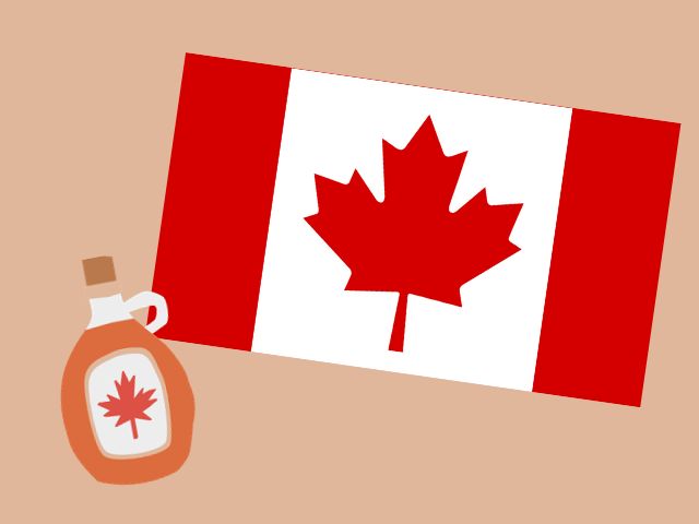 カナダ国旗とメープルシロップイラスト