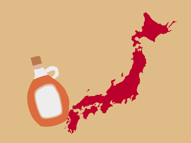 日本地図とメープルシロップ